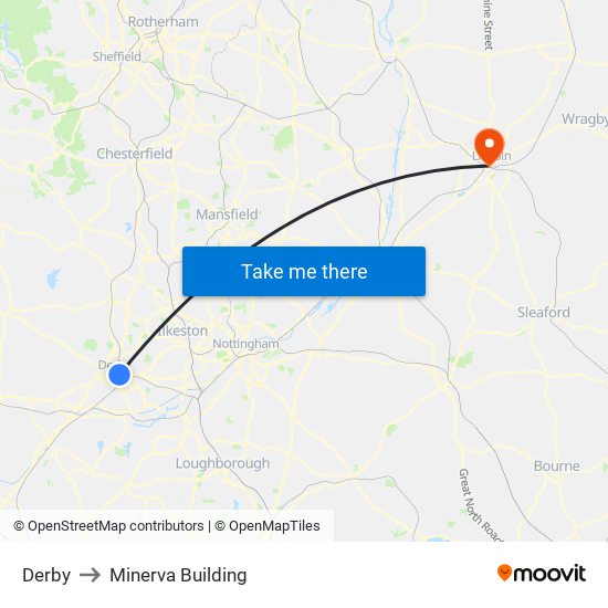 Derby to Minerva Building map