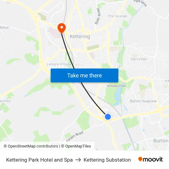 Kettering Park Hotel and Spa to Kettering Substation map