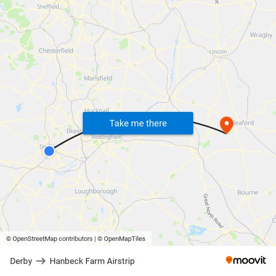 Derby to Hanbeck Farm Airstrip map