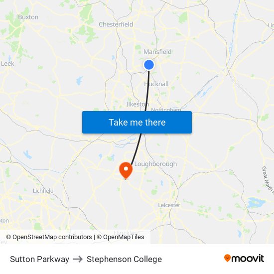 Sutton Parkway to Stephenson College map