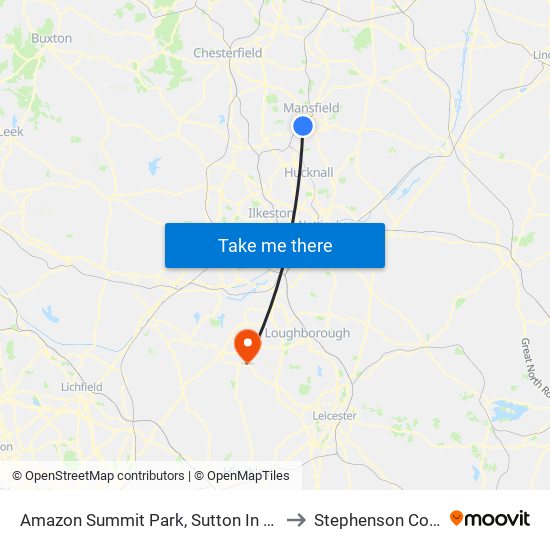 Amazon Summit Park, Sutton In Ashfield to Stephenson College map