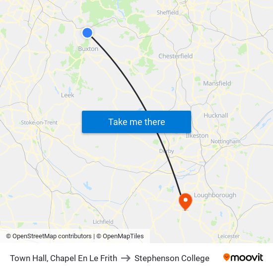 Town Hall, Chapel En Le Frith to Stephenson College map