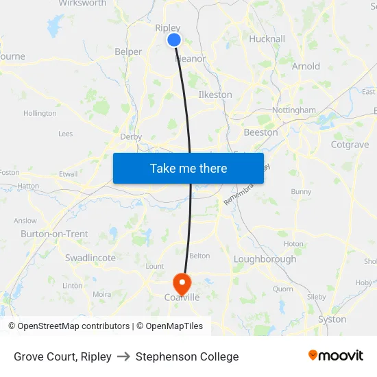 Grove Court, Ripley to Stephenson College map