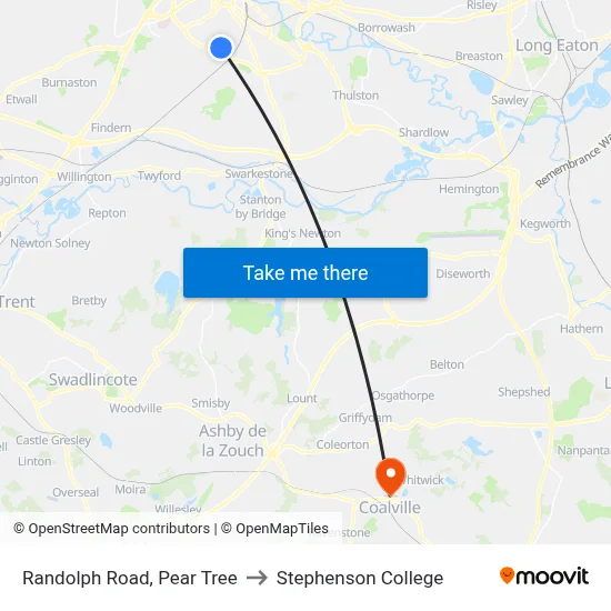 Randolph Road, Pear Tree to Stephenson College map