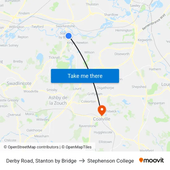 Derby Road, Stanton by Bridge to Stephenson College map