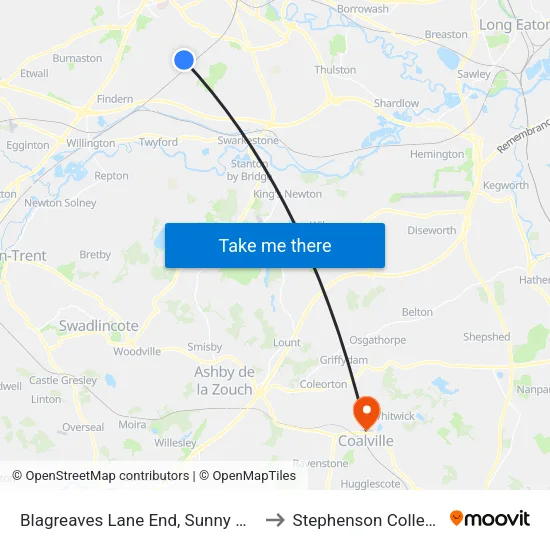Blagreaves Lane End, Sunny Hill to Stephenson College map