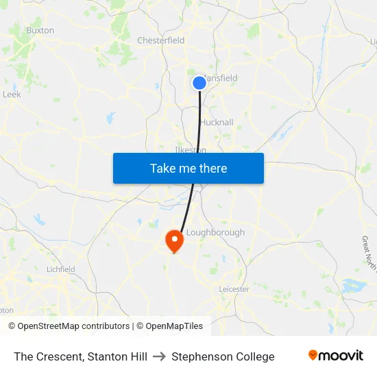 The Crescent, Stanton Hill to Stephenson College map