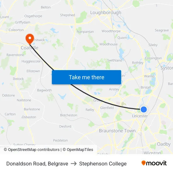Donaldson Road, Belgrave to Stephenson College map