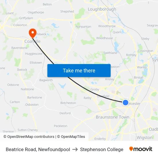 Beatrice Road, Newfoundpool to Stephenson College map