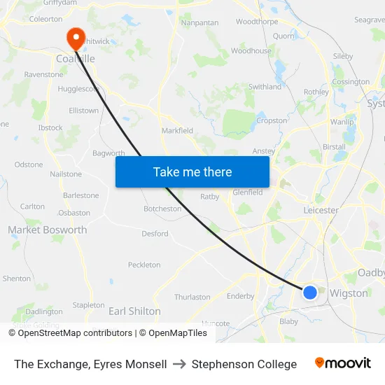 The Exchange, Eyres Monsell to Stephenson College map
