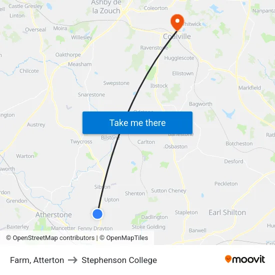 Farm, Atterton to Stephenson College map