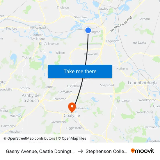 Gasny Avenue, Castle Donington to Stephenson College map