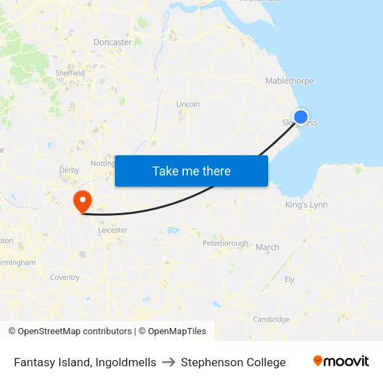 Fantasy Island, Ingoldmells to Stephenson College map