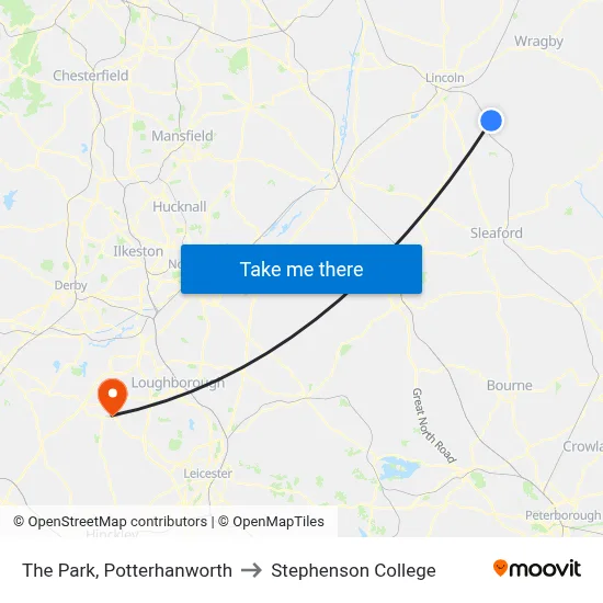 The Park, Potterhanworth to Stephenson College map