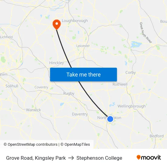 Grove Road, Kingsley Park to Stephenson College map