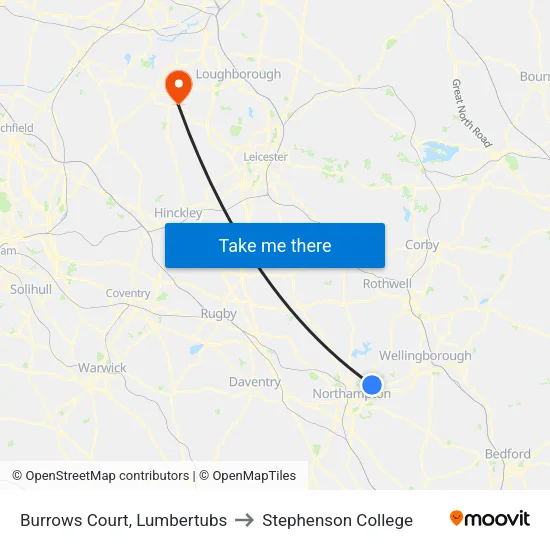 Burrows Court, Lumbertubs to Stephenson College map