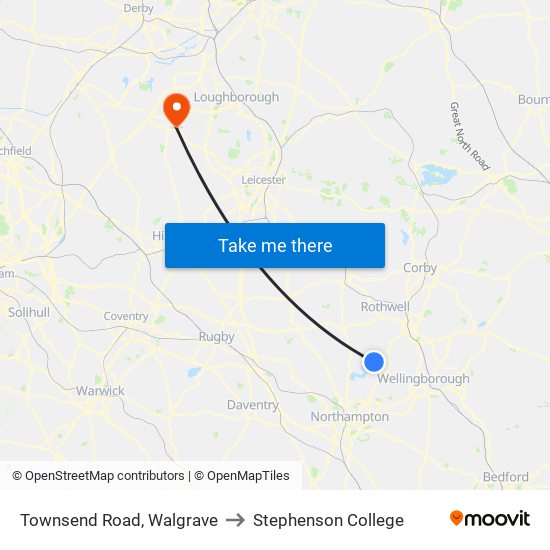 Townsend Road, Walgrave to Stephenson College map