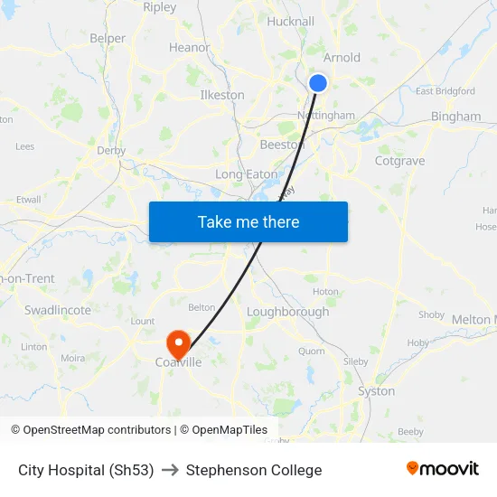 City Hospital (Sh53) to Stephenson College map