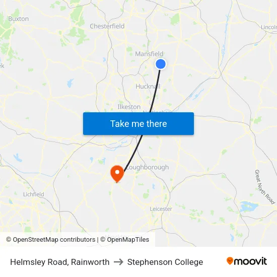 Helmsley Road, Rainworth to Stephenson College map