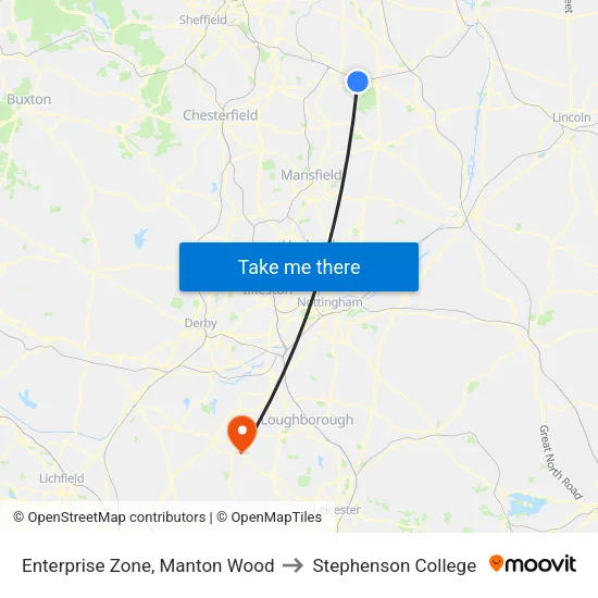 Enterprise Zone, Manton Wood to Stephenson College map