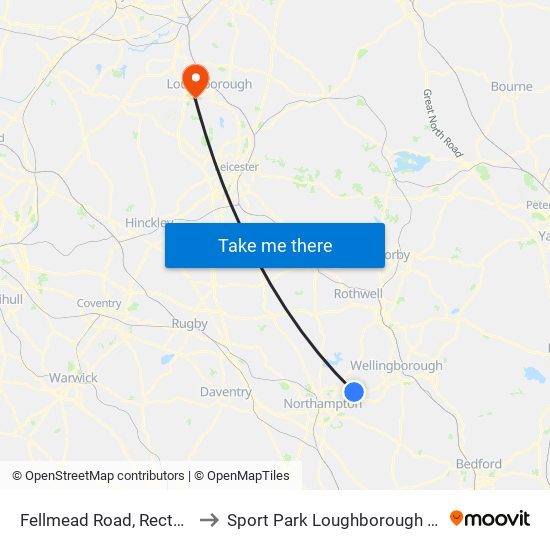 Fellmead Road, Rectory Farm to Sport Park Loughborough University map