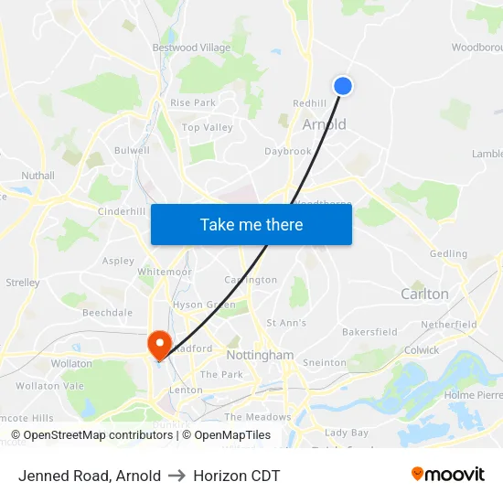 Jenned Road, Arnold to Horizon CDT map