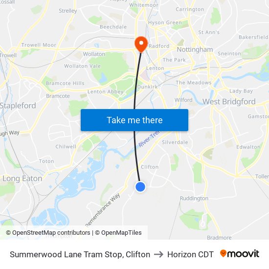 Summerwood Lane Tram Stop, Clifton to Horizon CDT map