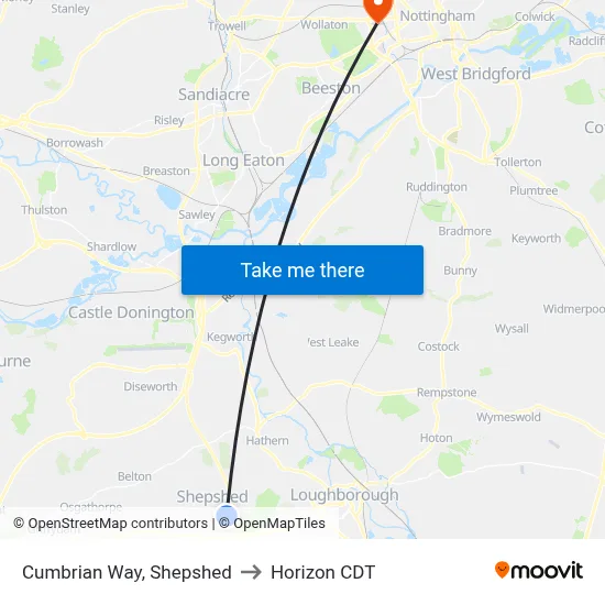 Cumbrian Way, Shepshed to Horizon CDT map