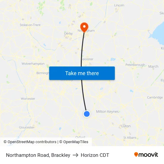 Northampton Road, Brackley to Horizon CDT map
