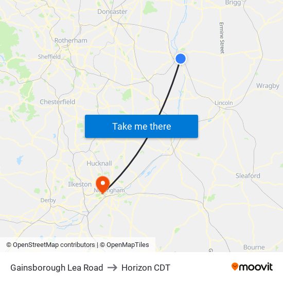 Gainsborough Lea Road to Horizon CDT map