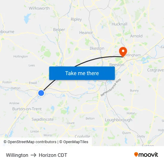 Willington to Horizon CDT map