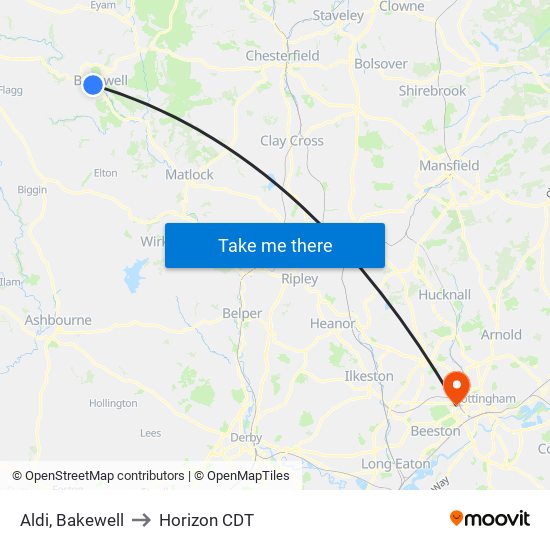 Aldi, Bakewell to Horizon CDT map