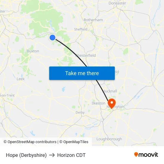 Hope (Derbyshire) to Horizon CDT map