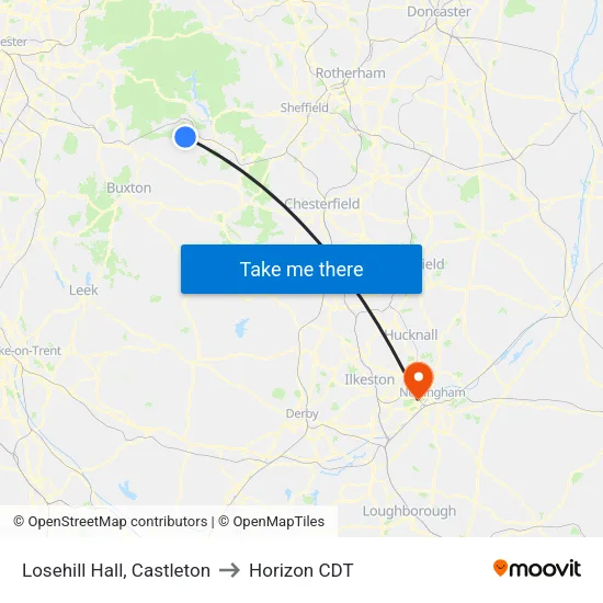 Losehill Hall, Castleton to Horizon CDT map