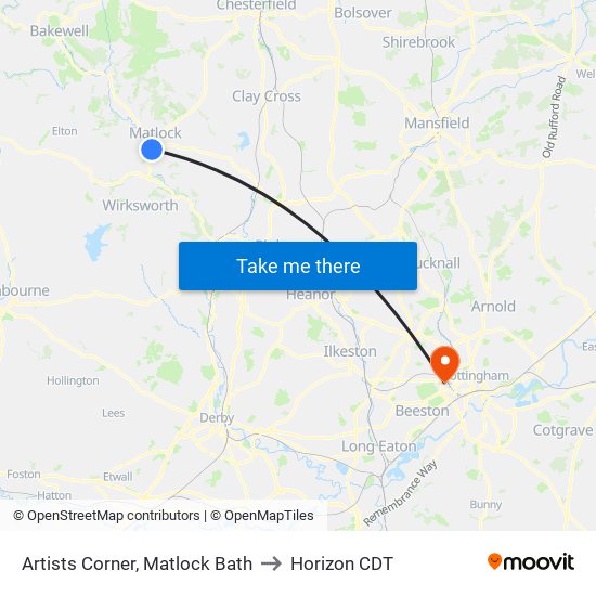 Artists Corner, Matlock Bath to Horizon CDT map