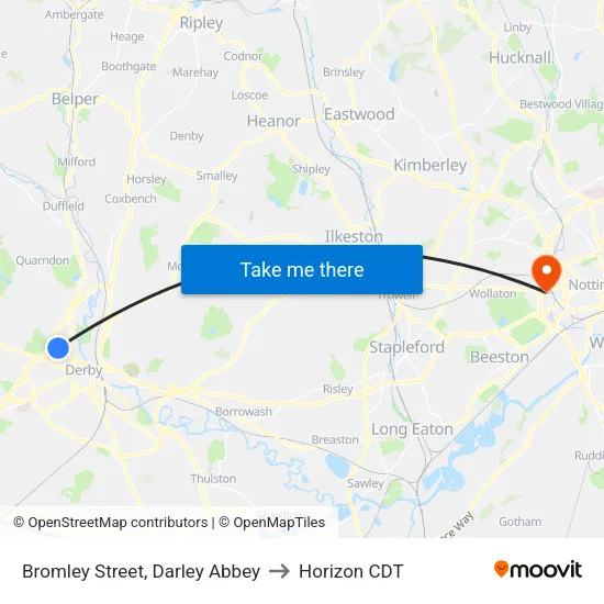 Bromley Street, Darley Abbey to Horizon CDT map