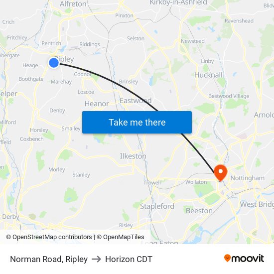 Norman Road, Ripley to Horizon CDT map