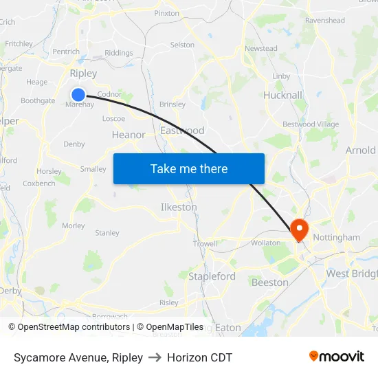 Sycamore Avenue, Ripley to Horizon CDT map