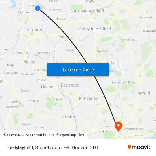 Chapel Street, Stonebroom to Horizon CDT map