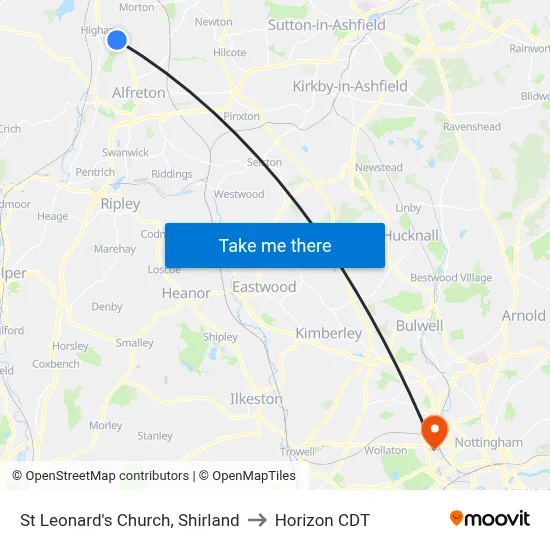 St Leonard's Church, Shirland to Horizon CDT map