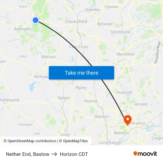 Nether End, Baslow to Horizon CDT map