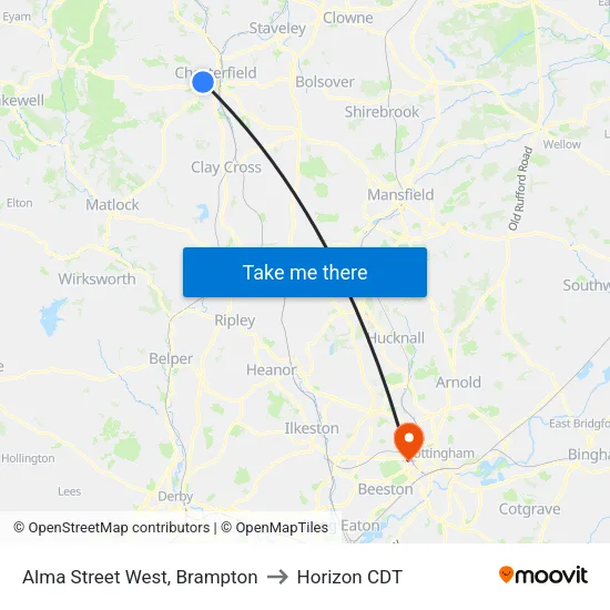 Alma Street West, Brampton to Horizon CDT map