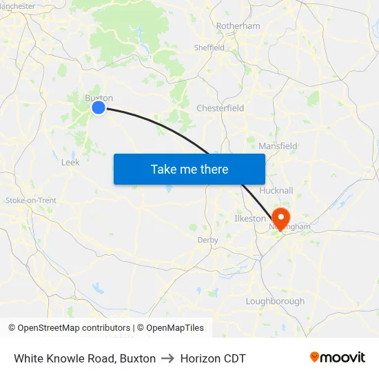 White Knowle Road, Buxton to Horizon CDT map