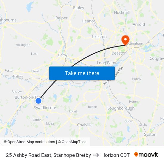 25 Ashby Road East, Stanhope Bretby to Horizon CDT map