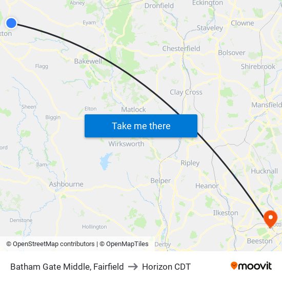 Batham Gate Middle, Fairfield to Horizon CDT map