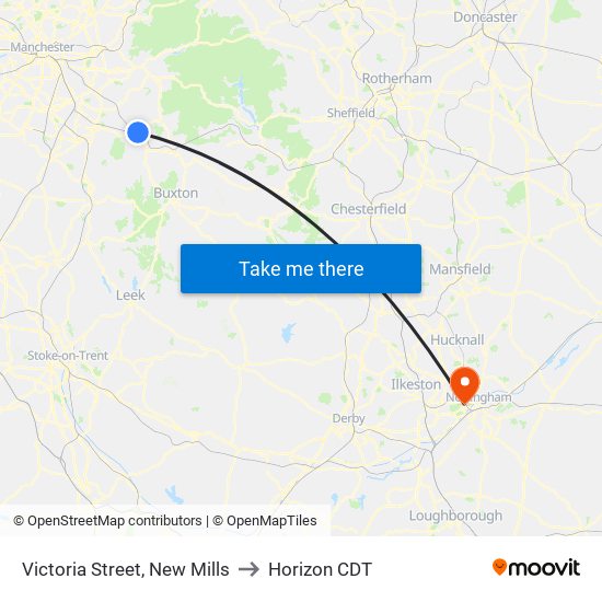 Victoria Street, New Mills to Horizon CDT map