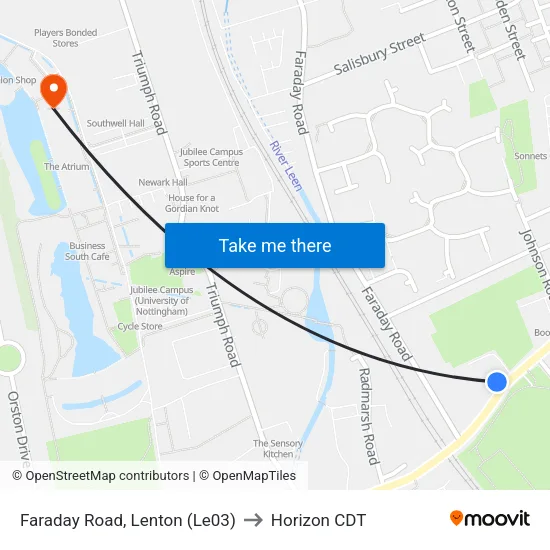 Faraday Road, Lenton (Le03) to Horizon CDT map