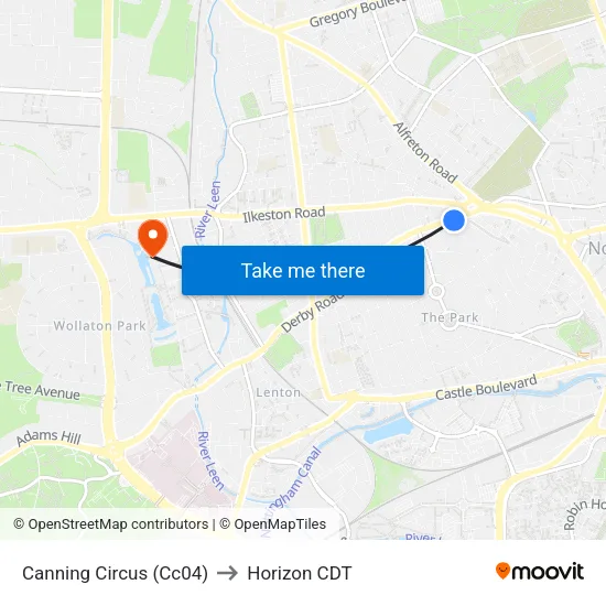 Canning Circus (Cc04) to Horizon CDT map