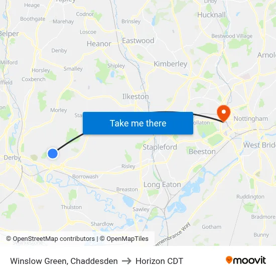 Winslow Green, Chaddesden to Horizon CDT map