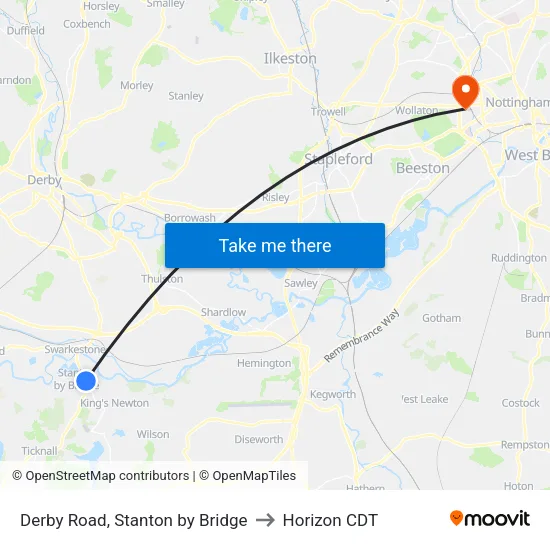 Derby Road, Stanton by Bridge to Horizon CDT map